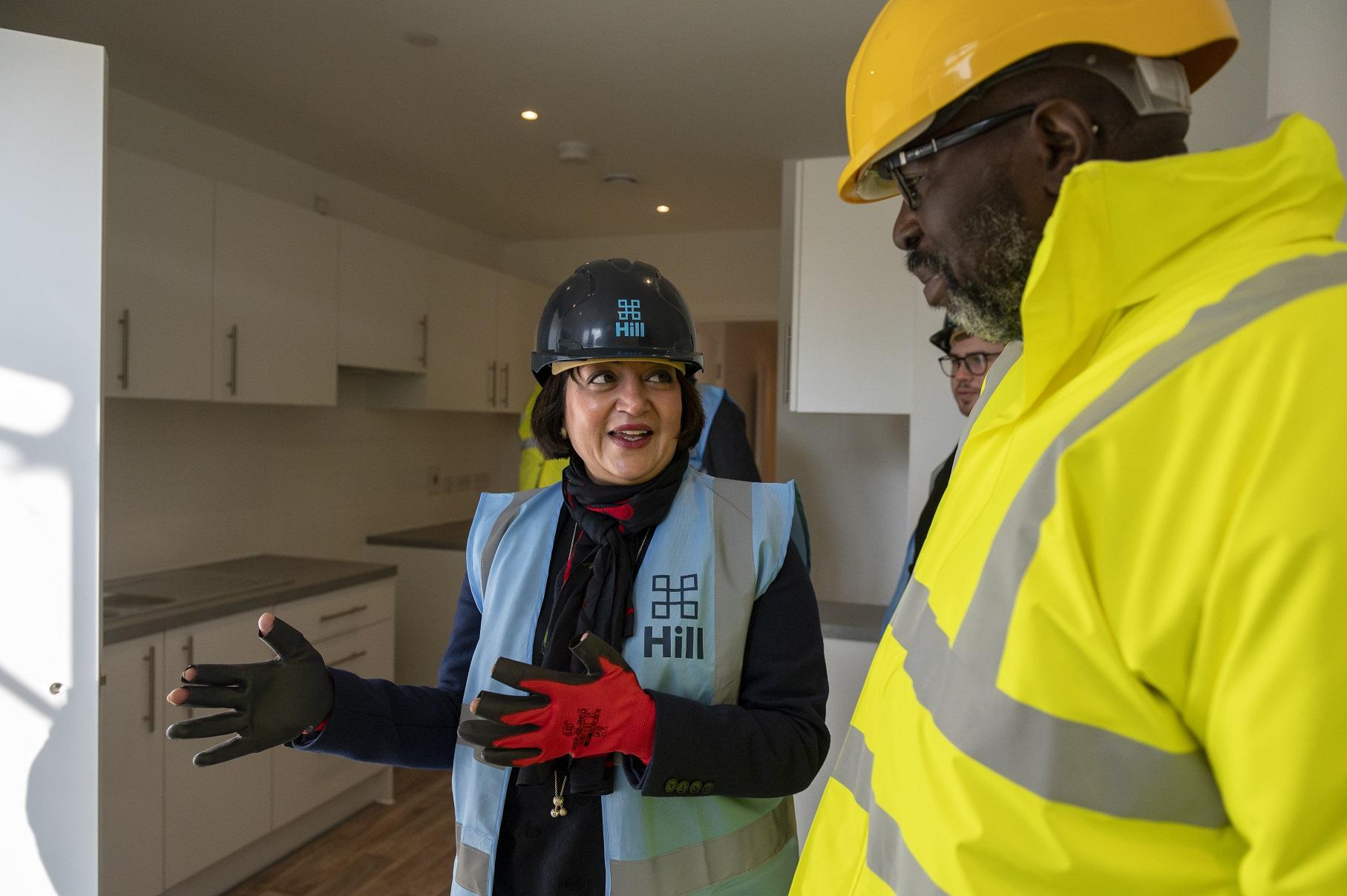 : Mayor Rokhsana Fiaz OBE looks at the inside one of the 95 affordable properties which will be ready this summer