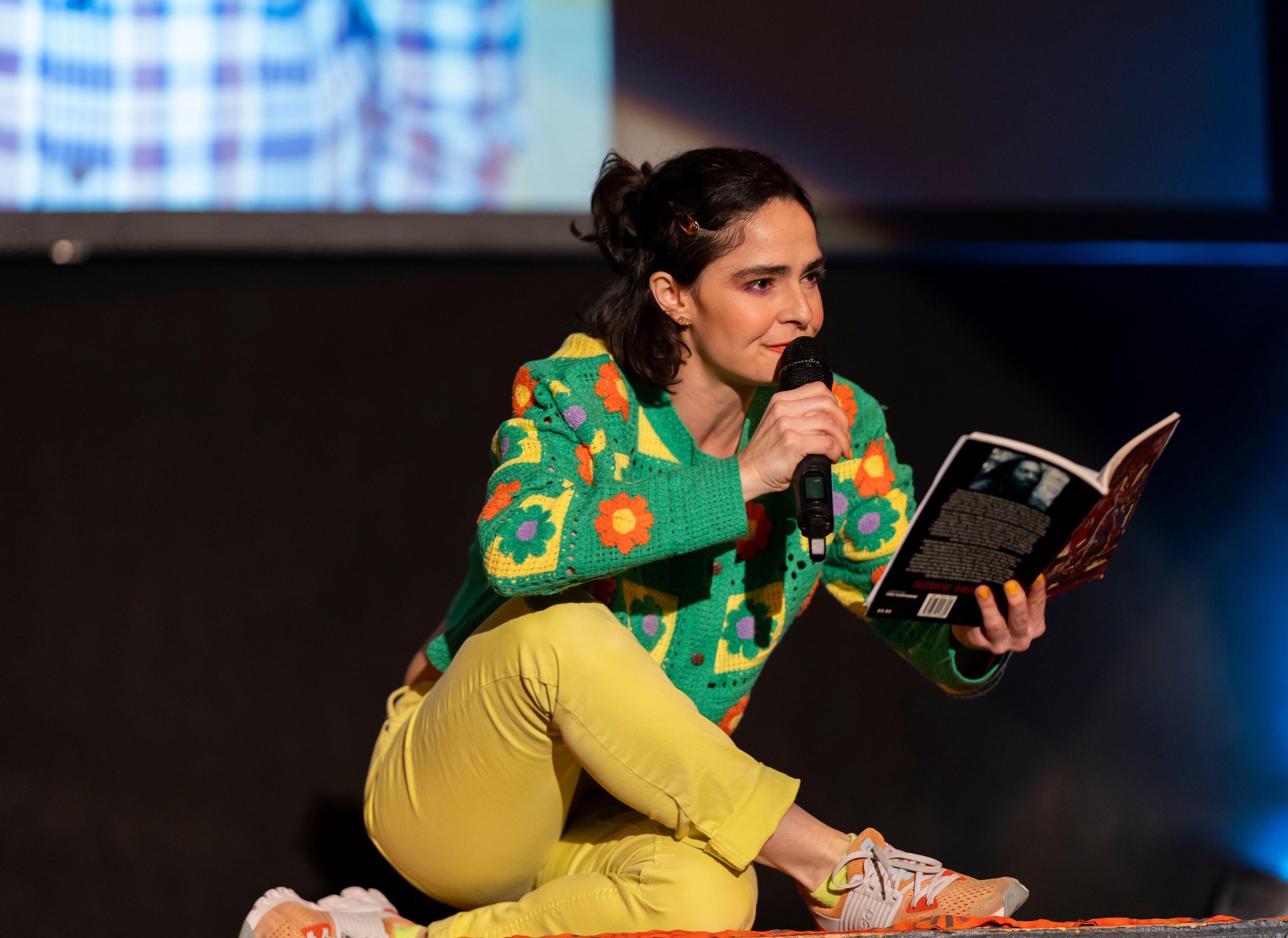 Woman performing on stage